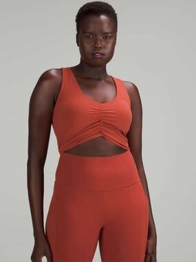 lululemon Ruched Longline Yoga Sports Bra B/C Cup Cayenne Size 6
